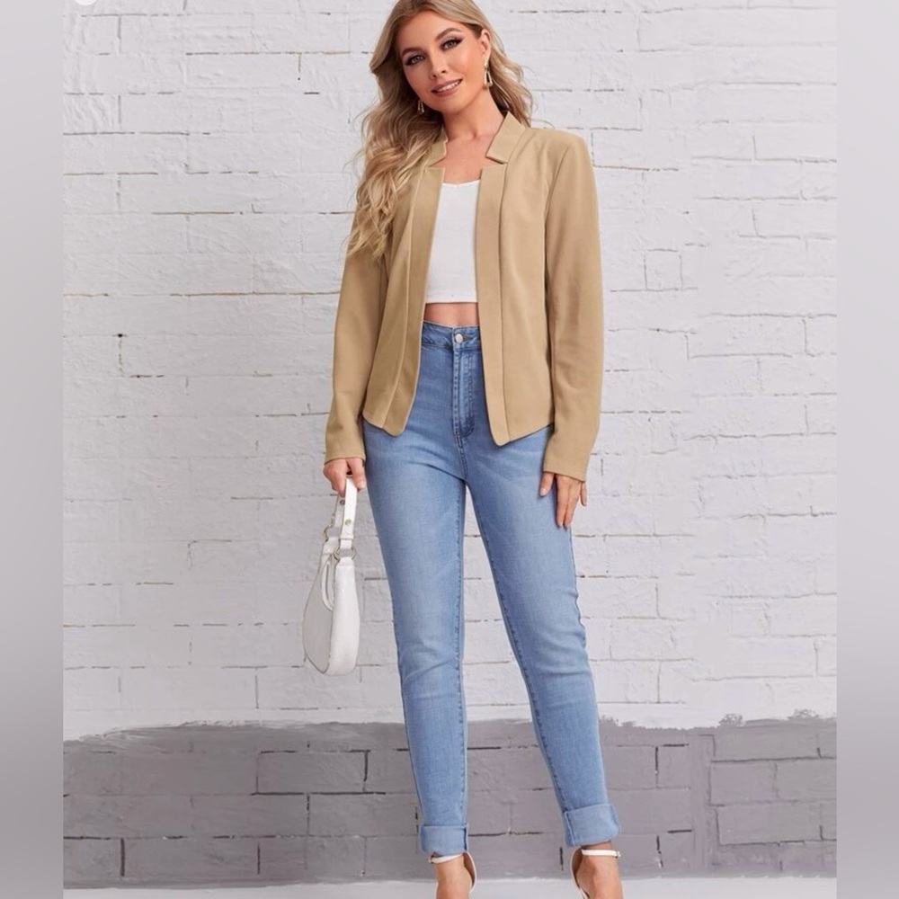 Solid Notch Neck Blazer Workwear